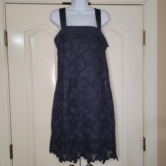 Banana Republic Dresses & Skirts - Banana Republic Dress Limited Edition Navy Floral Lace Shift Dress Size 6 NWT